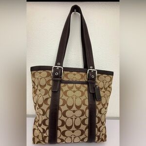 Coach Medium Tote Brown Jacquard